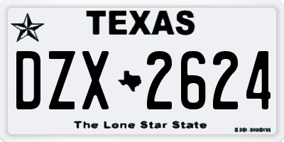 TX license plate DZX2624