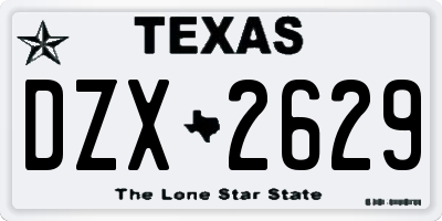 TX license plate DZX2629