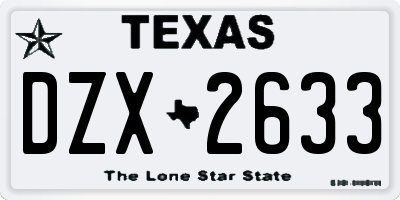 TX license plate DZX2633
