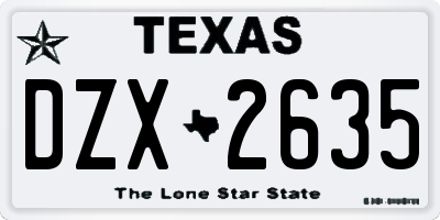 TX license plate DZX2635