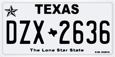 TX license plate DZX2636