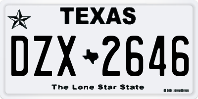 TX license plate DZX2646