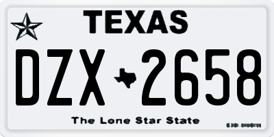 TX license plate DZX2658