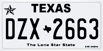 TX license plate DZX2663