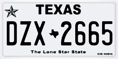 TX license plate DZX2665