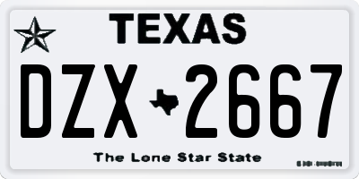 TX license plate DZX2667