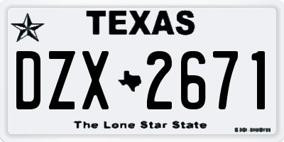 TX license plate DZX2671