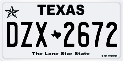TX license plate DZX2672