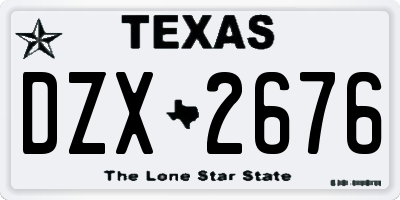 TX license plate DZX2676