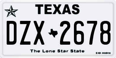 TX license plate DZX2678