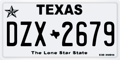 TX license plate DZX2679