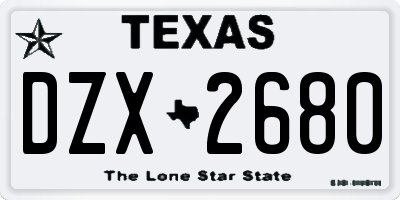 TX license plate DZX2680