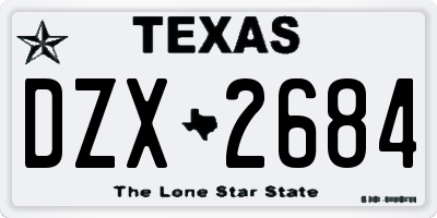 TX license plate DZX2684