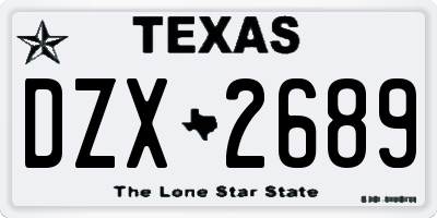 TX license plate DZX2689
