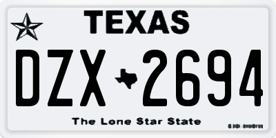 TX license plate DZX2694