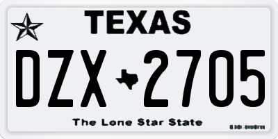 TX license plate DZX2705