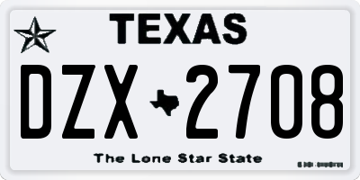 TX license plate DZX2708