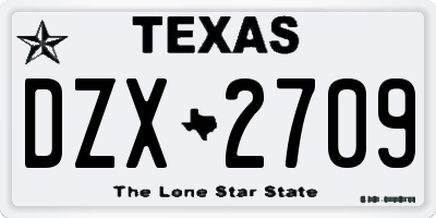 TX license plate DZX2709