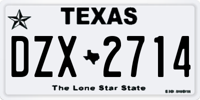 TX license plate DZX2714