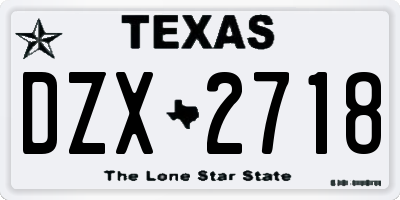 TX license plate DZX2718