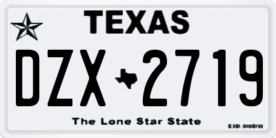 TX license plate DZX2719