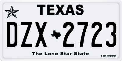 TX license plate DZX2723