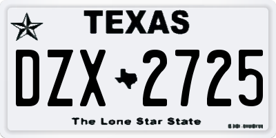 TX license plate DZX2725