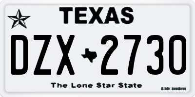 TX license plate DZX2730