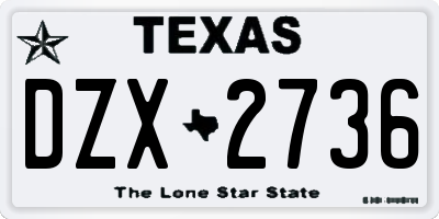 TX license plate DZX2736