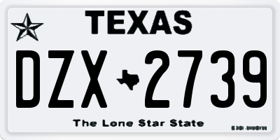 TX license plate DZX2739