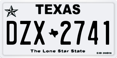TX license plate DZX2741