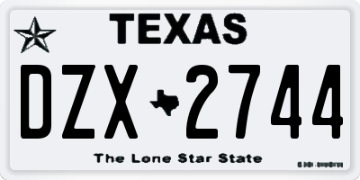TX license plate DZX2744