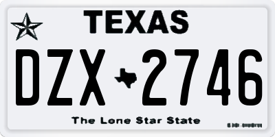 TX license plate DZX2746