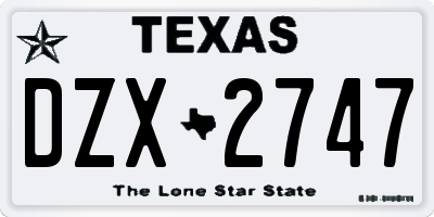 TX license plate DZX2747
