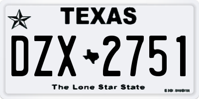 TX license plate DZX2751