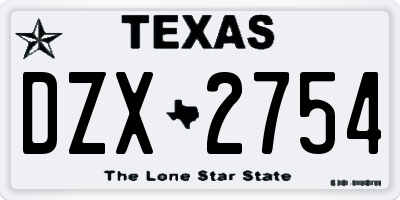 TX license plate DZX2754