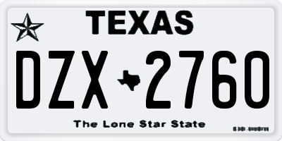 TX license plate DZX2760