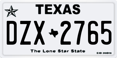 TX license plate DZX2765