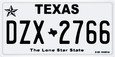 TX license plate DZX2766