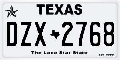 TX license plate DZX2768