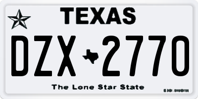 TX license plate DZX2770