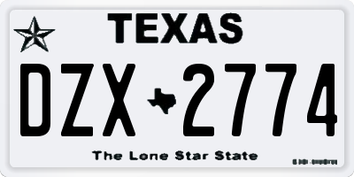 TX license plate DZX2774