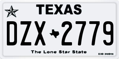 TX license plate DZX2779
