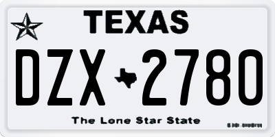 TX license plate DZX2780