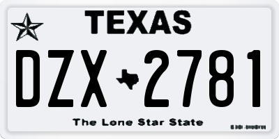 TX license plate DZX2781