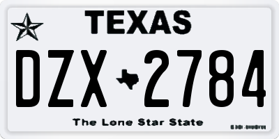 TX license plate DZX2784
