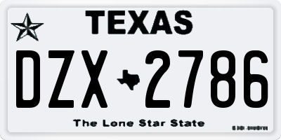 TX license plate DZX2786