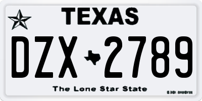 TX license plate DZX2789