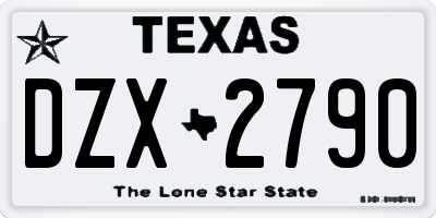 TX license plate DZX2790