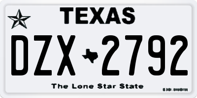 TX license plate DZX2792